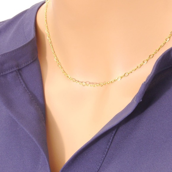 14" Figure 8 Necklace, chain necklace, thick chain, gold choker (z 415-1g8-sp) - Picture 4 of 6